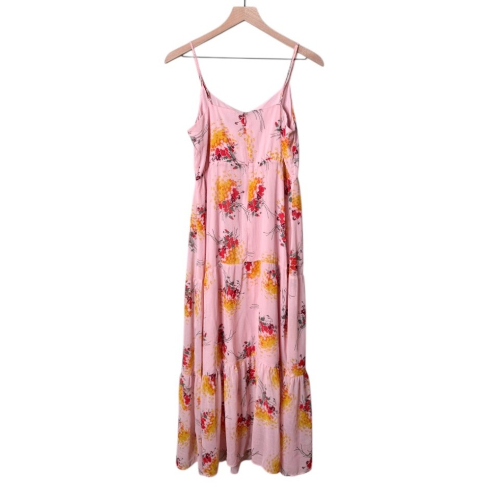 J. Crew Mercantile Floral Tiered Maxi Dress‎ Sunburst Bouquet Pink Yellow Size 8 - Picture 5 of 12